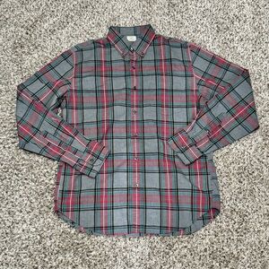 J. Crew Men’s Gray Plaid Button-Down Shirt - Size Medium